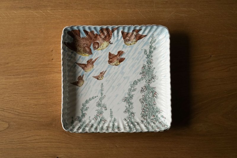 画像1: Lunéville 花鳥柄角皿 21cm
