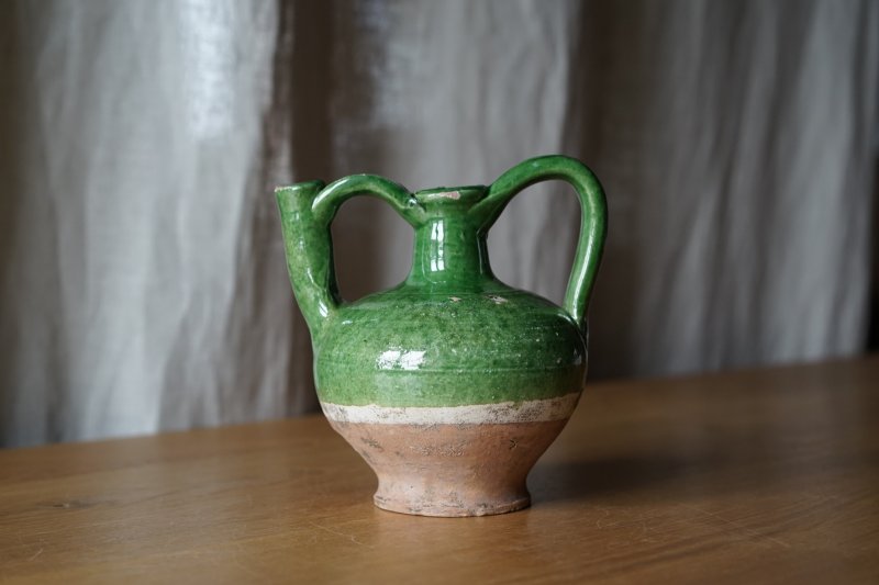 画像1: 南仏陶器 18世紀? 緑釉 小さなガーグレット h13.7cm