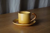 南仏陶器 黄釉 デミタスカップ&ソーサー