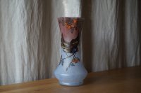  Legras 鳥と木の実 ガラス花瓶 h26.8cm