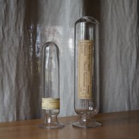  ラベル付ガラス瓶2個セット 標本薬品タコ瓶