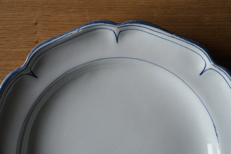 画像1: Moustiers 青線花リム皿 φ24.5cm