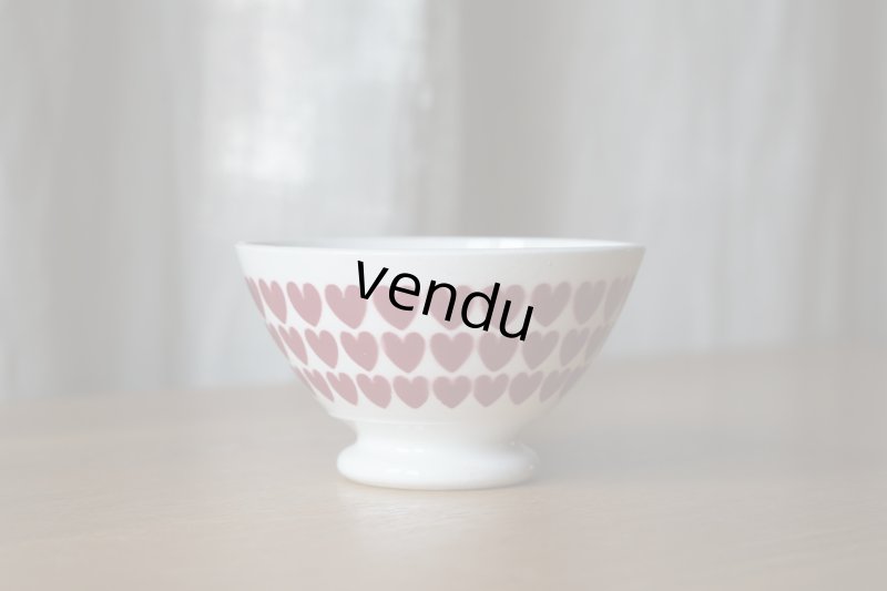 画像1: Sarreguemines ハート柄 小さめカフェオレボウル φ10.7cm