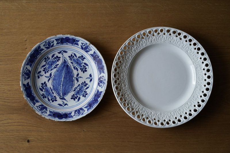 画像1: Delft 18世紀 葉っぱ絵皿 φ18cm