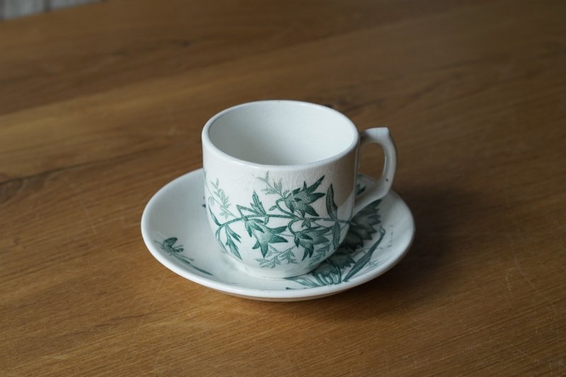 画像1: 花鳥柄ディネット陶器 カップ&ソーサー