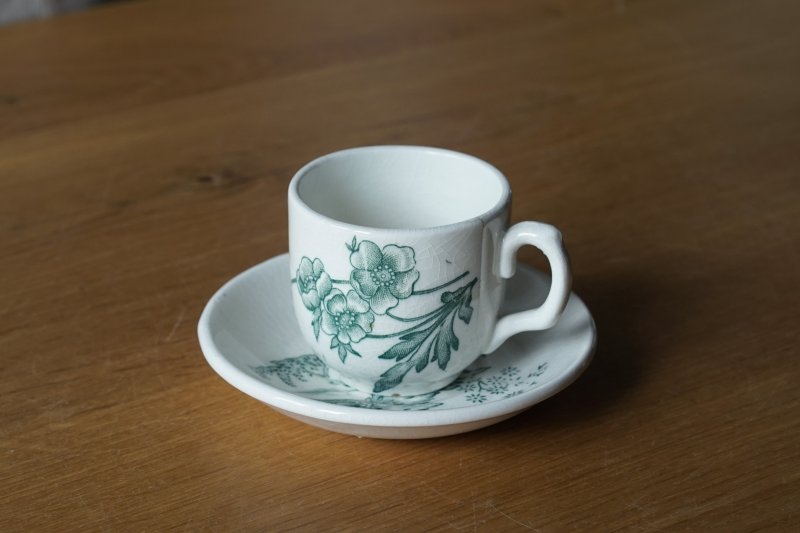 画像1: 花鳥柄ディネット陶器 カップ&ソーサー