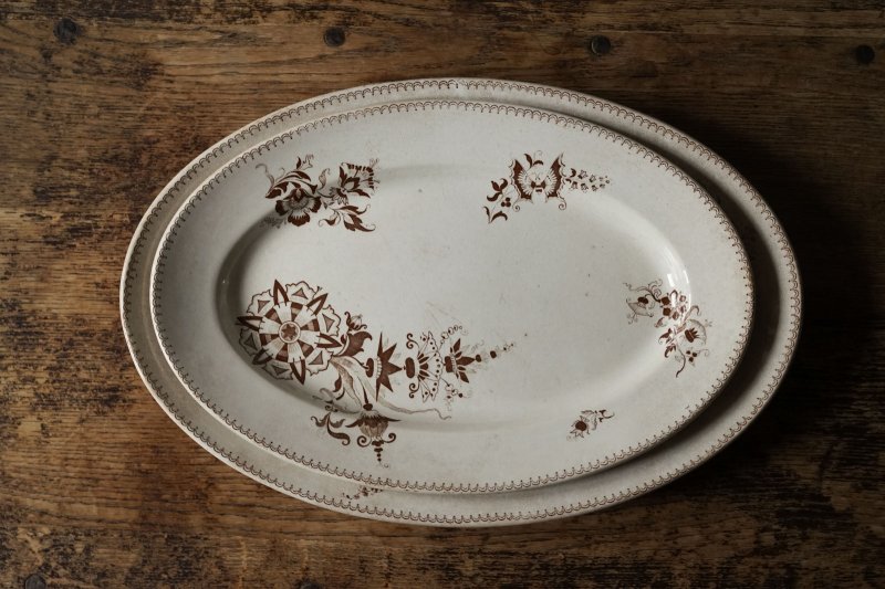 画像1: Sarreguemines 花蝶柄楕円皿 36.7cm