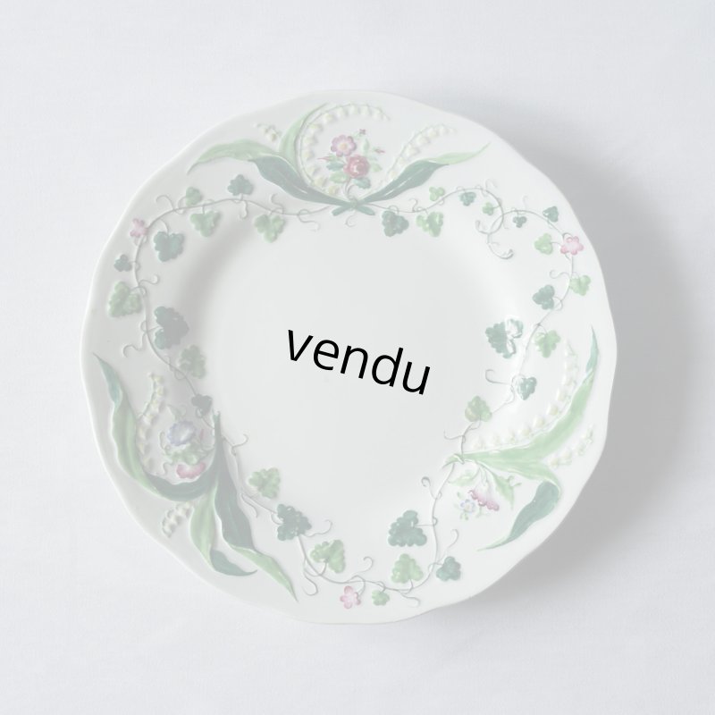 画像1: Creil&Montereau Flora Muguet 彩色レリーフ皿