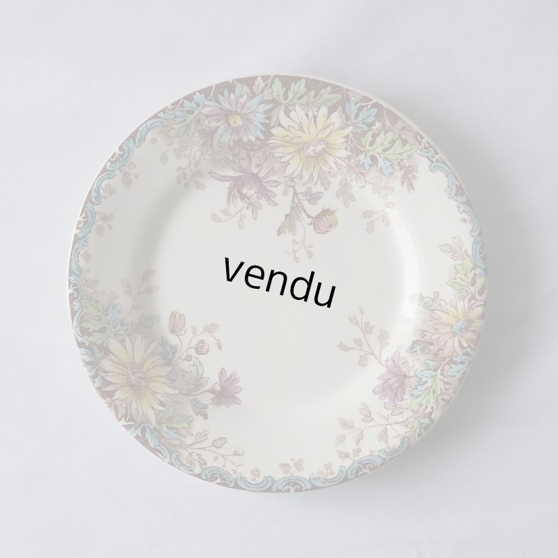 画像1: Gien 彩色デザート皿 Fleurs d'Automne φ21.1cm