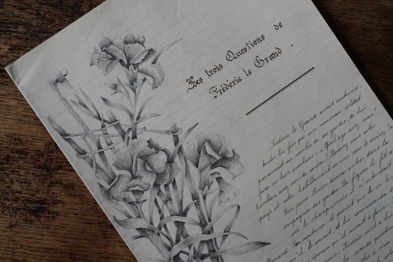 画像1: 植物デッサンと手書き文字のある一葉 1912年