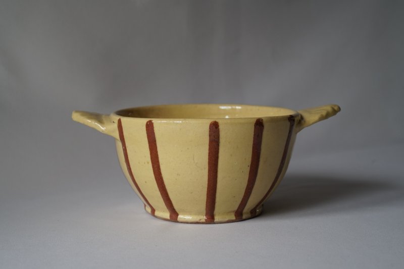 画像1: 南仏陶器 黄釉 耳つきボウル