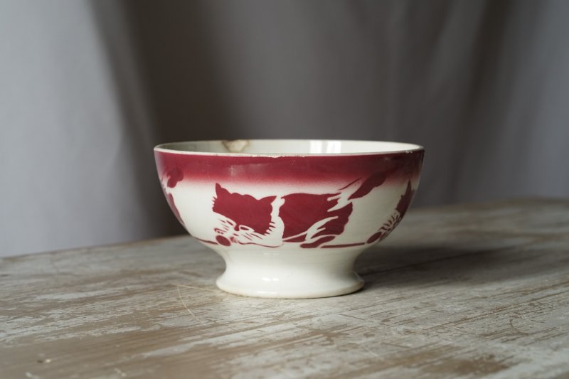 画像1: Badonviller 赤 猫 カフェオレボウル