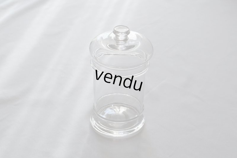 画像1: 小さな蓋付ガラスポット h17cm