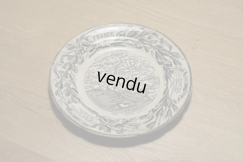 画像1: Choisy le Roi 地図グリザイユ皿 φ19.8cm