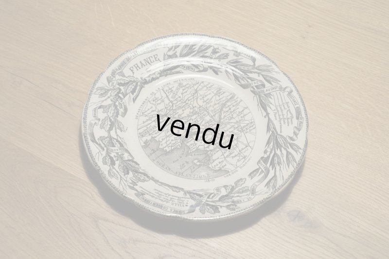 画像1: Choisy le Roi 地図グリザイユ皿 φ19.8cm