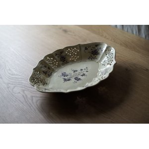 画像: Douai? 花絵レース楕円深皿 29cm