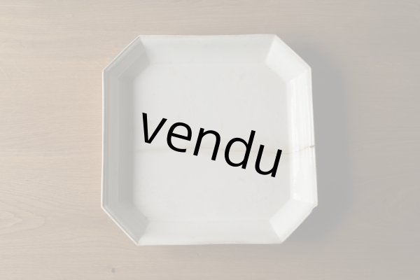 画像1: Creil 鎹直し 隅切角皿 29cm