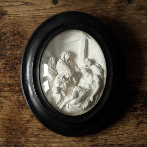 画像: Rogeau銘 キリスト降架メダイヨン額装品 h27.3cm