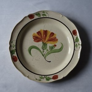 画像: ファイアンスフィーヌ 花リム 花絵中皿 φ28cm