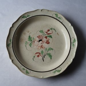 画像: ファイアンスフィーヌ 花リム 花絵大皿 φ31.5cm