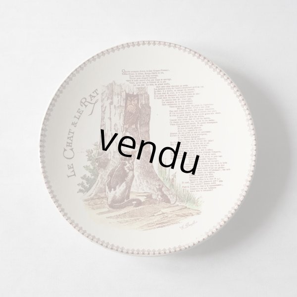 画像1: George Dreyfus ラ・フォンテーヌ寓話 猫とネズミ 絵皿 φ20cm  