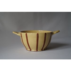 画像: 南仏陶器 黄釉 耳つきボウル