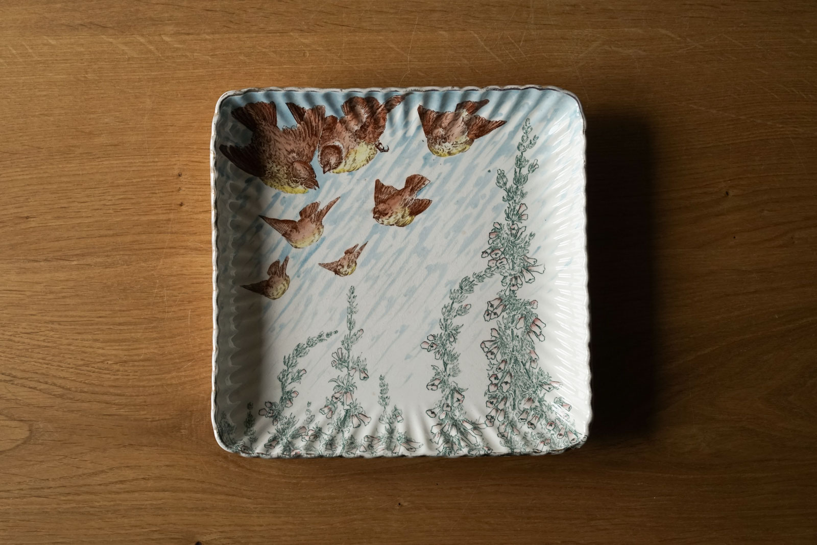 画像1: Lunéville 花鳥柄角皿 21cm