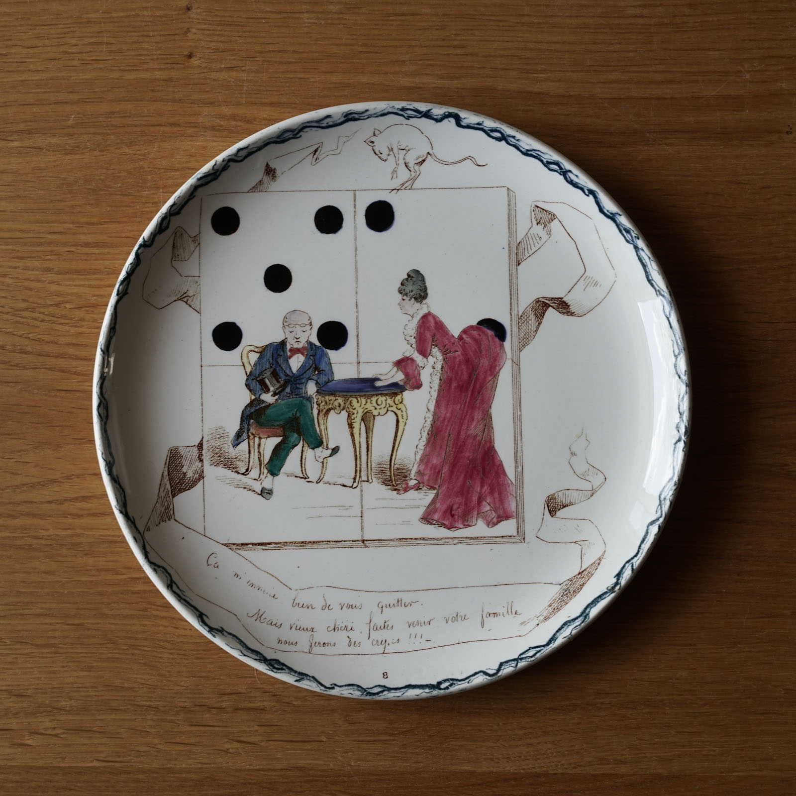 画像1: Creil&Montereau 手彩色ドミノ皿